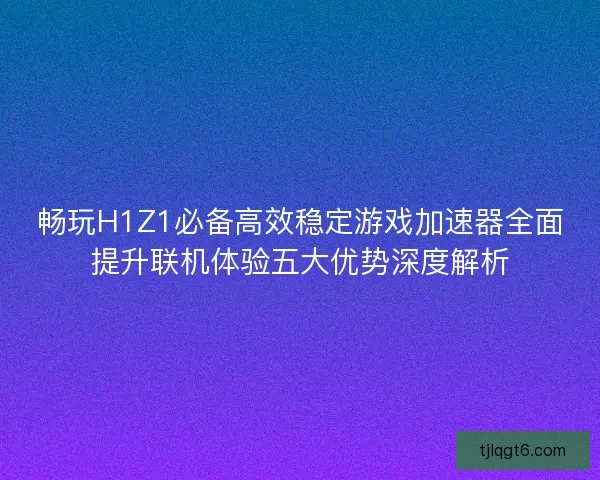 畅玩H1Z1必备高效稳定游戏加速器全面提升联机体验五大优势深度解析