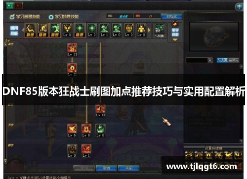 DNF85版本狂战士刷图加点推荐技巧与实用配置解析